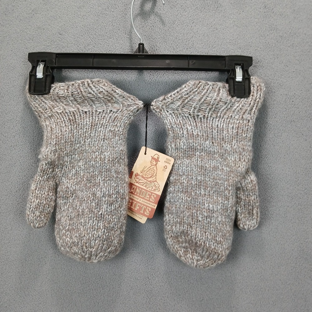 Andes‎ Gifts Fair Trade Mittens Unisex One Size Gray Handmade Wool Tight Knit